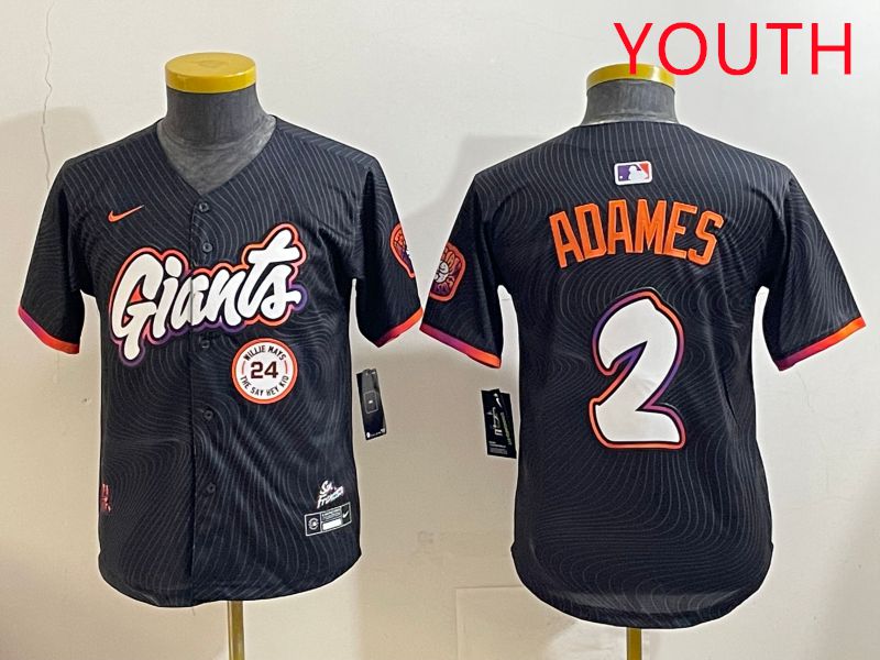 Youth San Francisco Giants #2 Adames Black Joint Name 2025 Nike MLB Jersey style 11